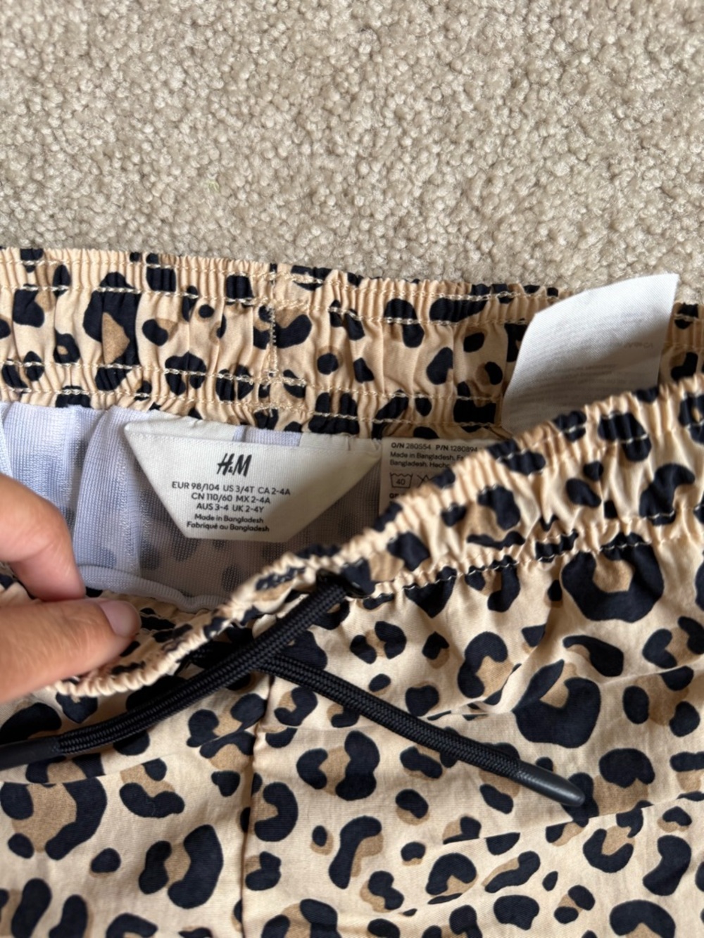 Leopard Print Drawstring Swim Trunks - Picture 4 of 5